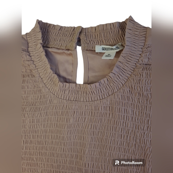Goodthreads Women Georgette Smocked-Front Ruffle Sleeveless Brown Shirt Size XL - Picture 9 of 11